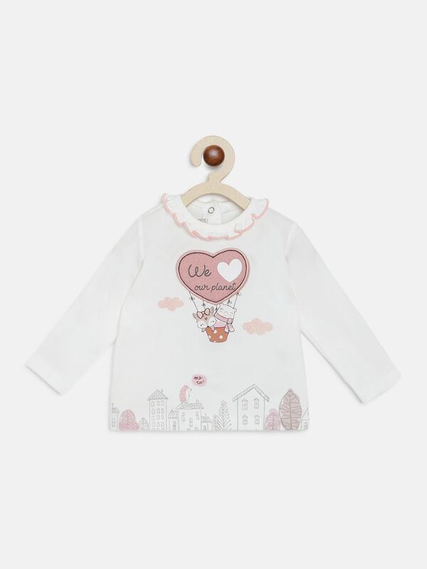 Knitted T-Shirt With Print, Applique image number 0